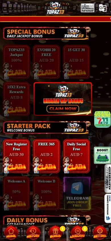 Topaz33 Casino promotions on mobile